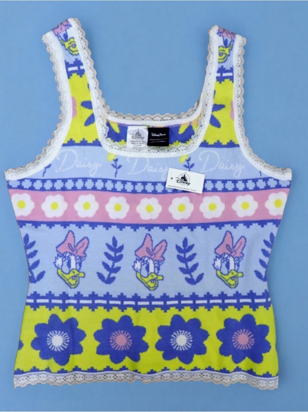 Disney Parks Daisy Duck Floral Knit Tank Top